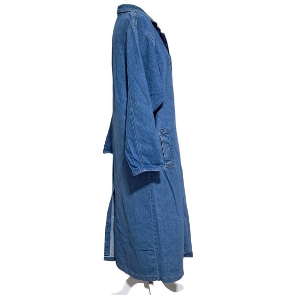 Vintage Sunbelt Long Denim Jean Jacket Duster Coat One Size Excellent Oversized - Picture 9 of 9